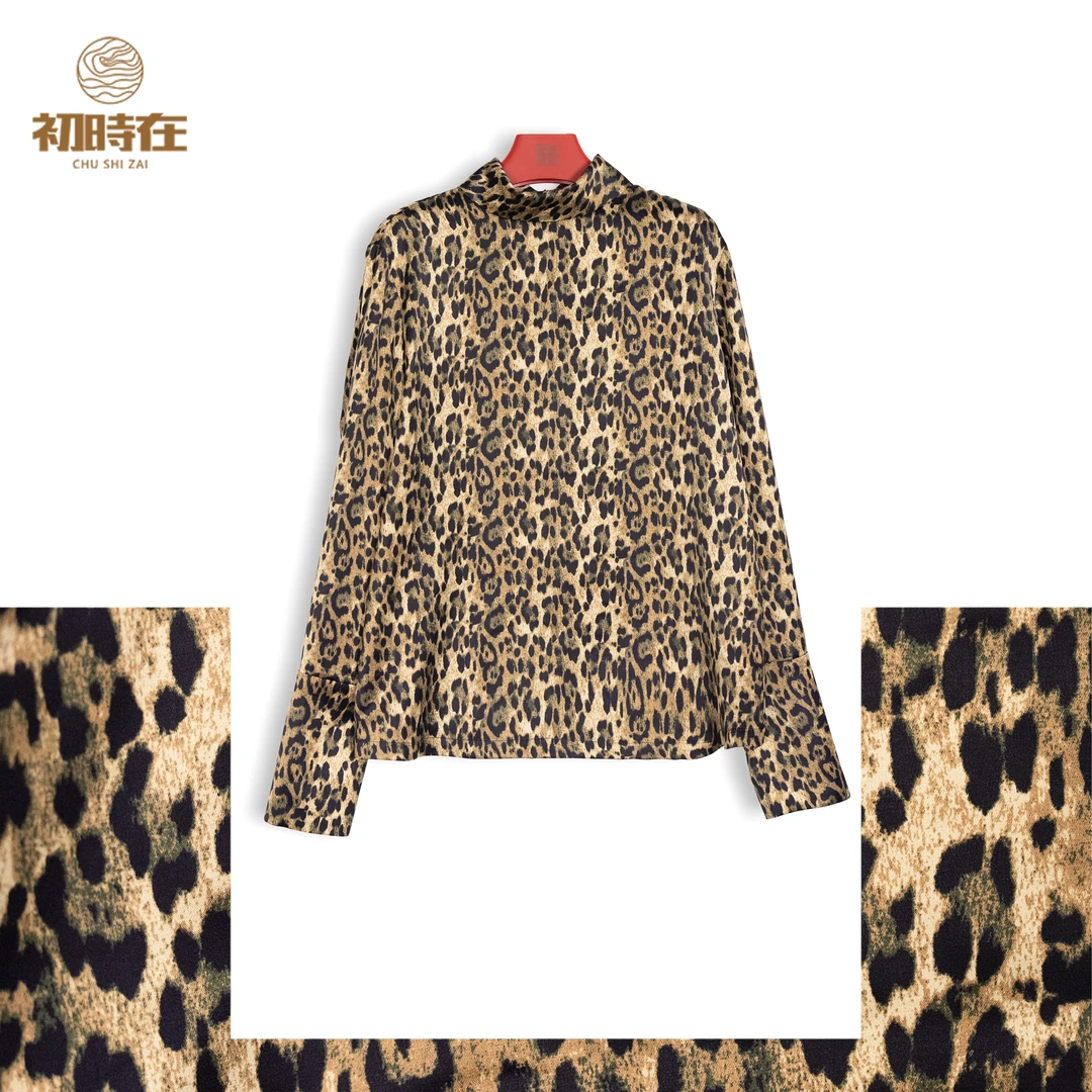 初时在CSZ 【独立宣言】四季可穿25新款豹纹铜氨丝衬衣缎面 5337