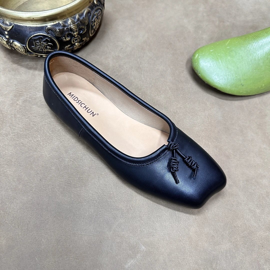 时尚浅口平底单鞋一脚蹬平底鞋耐磨休闲百搭舒适软底真皮521-3