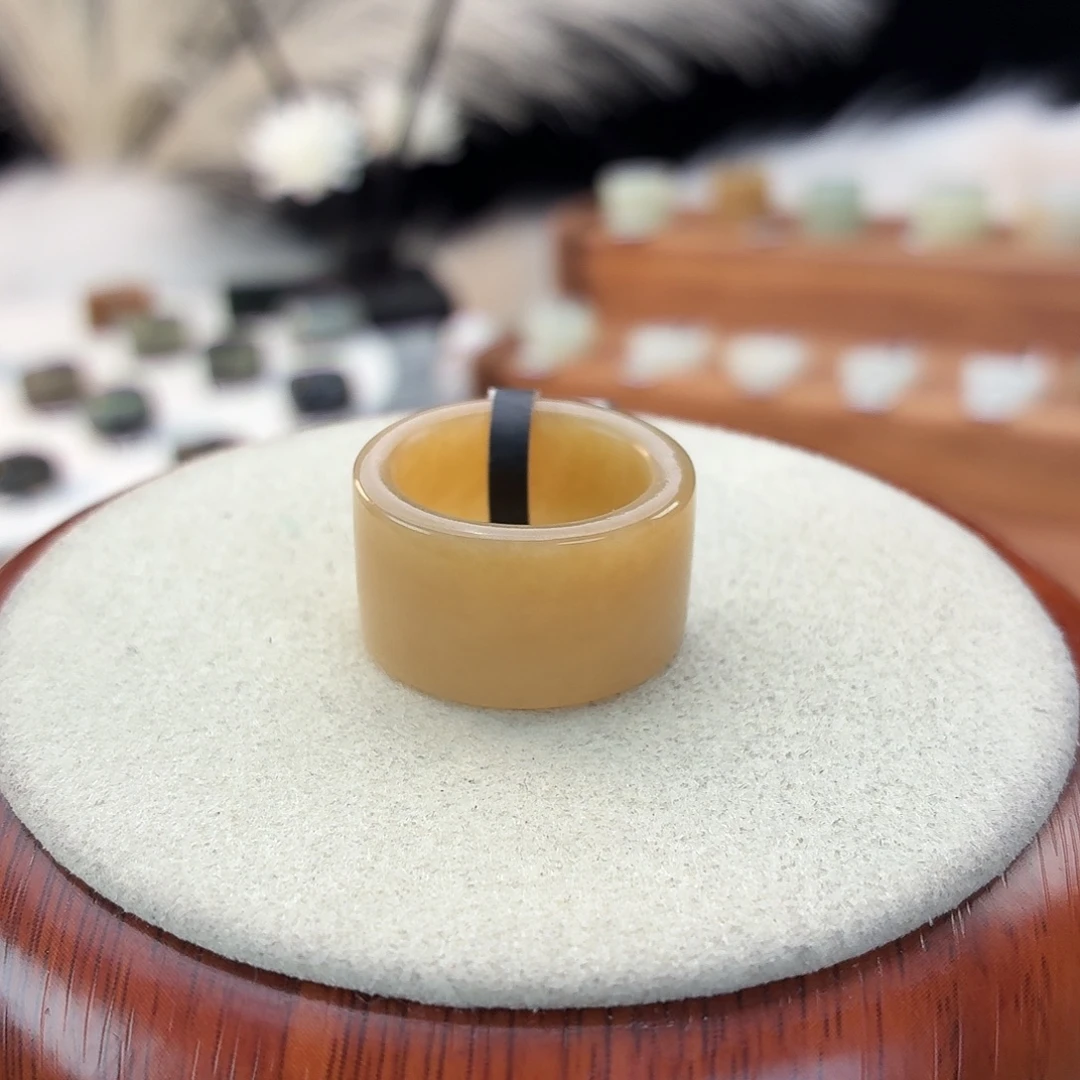 和田玉未镶嵌戒指i81糖圆切17.3mm