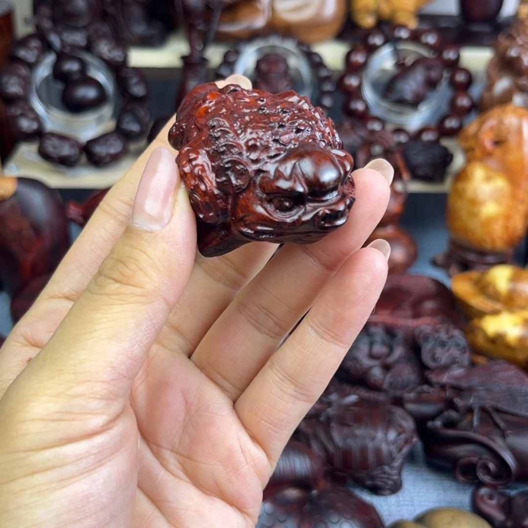 香榧木断光紫檀金蟾手把件手把