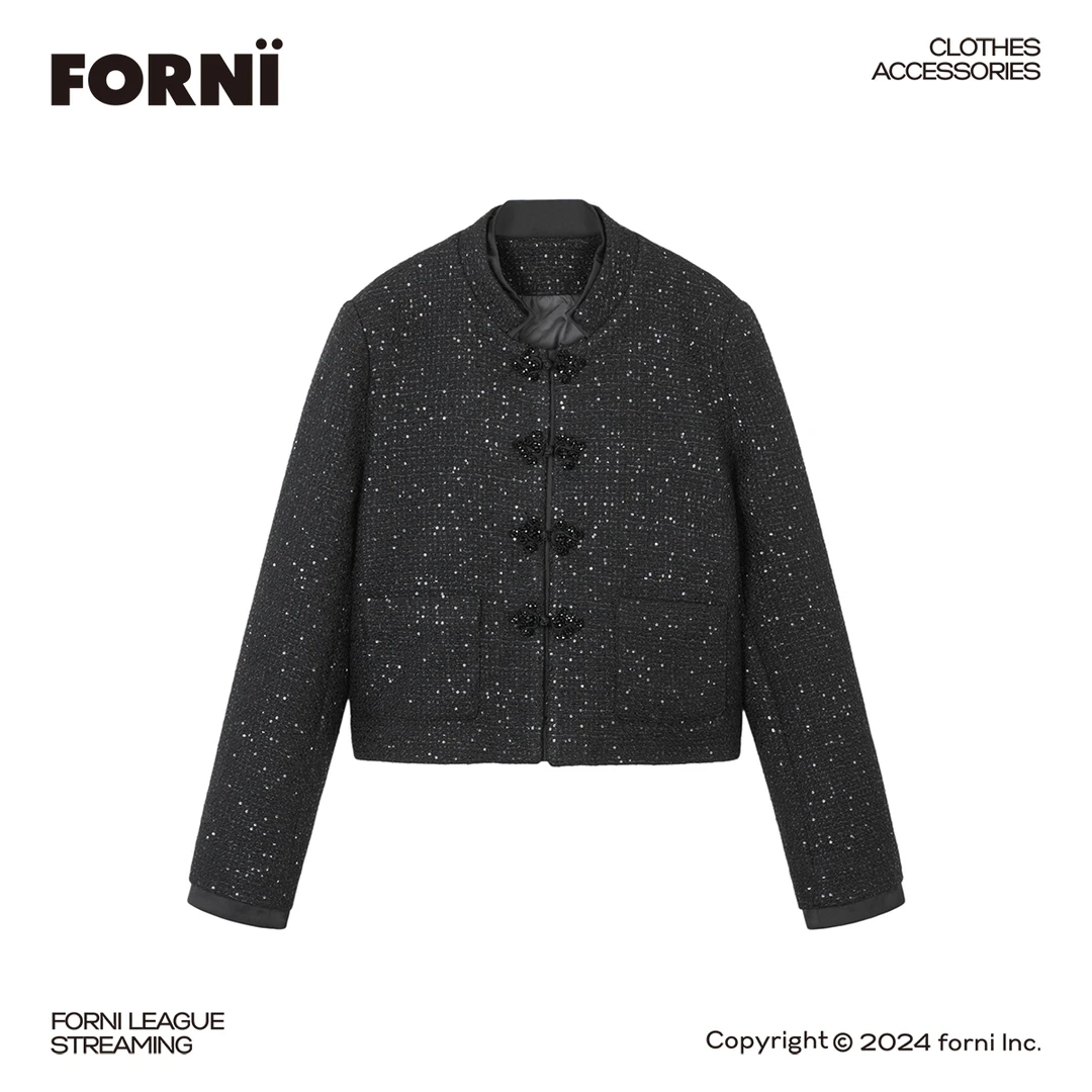 FORNI x YOYO 潋滟群芳 白鸭绒绵羊毛轻奢中式编织盘扣外套羽绒服