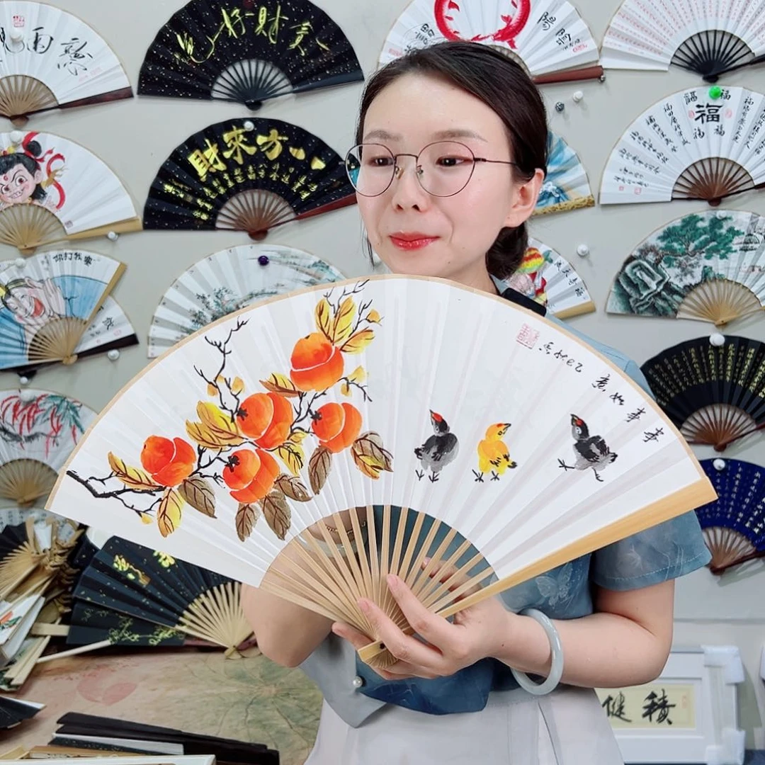 书法九五寸玉竹-文玩扇-手写-粘好发出