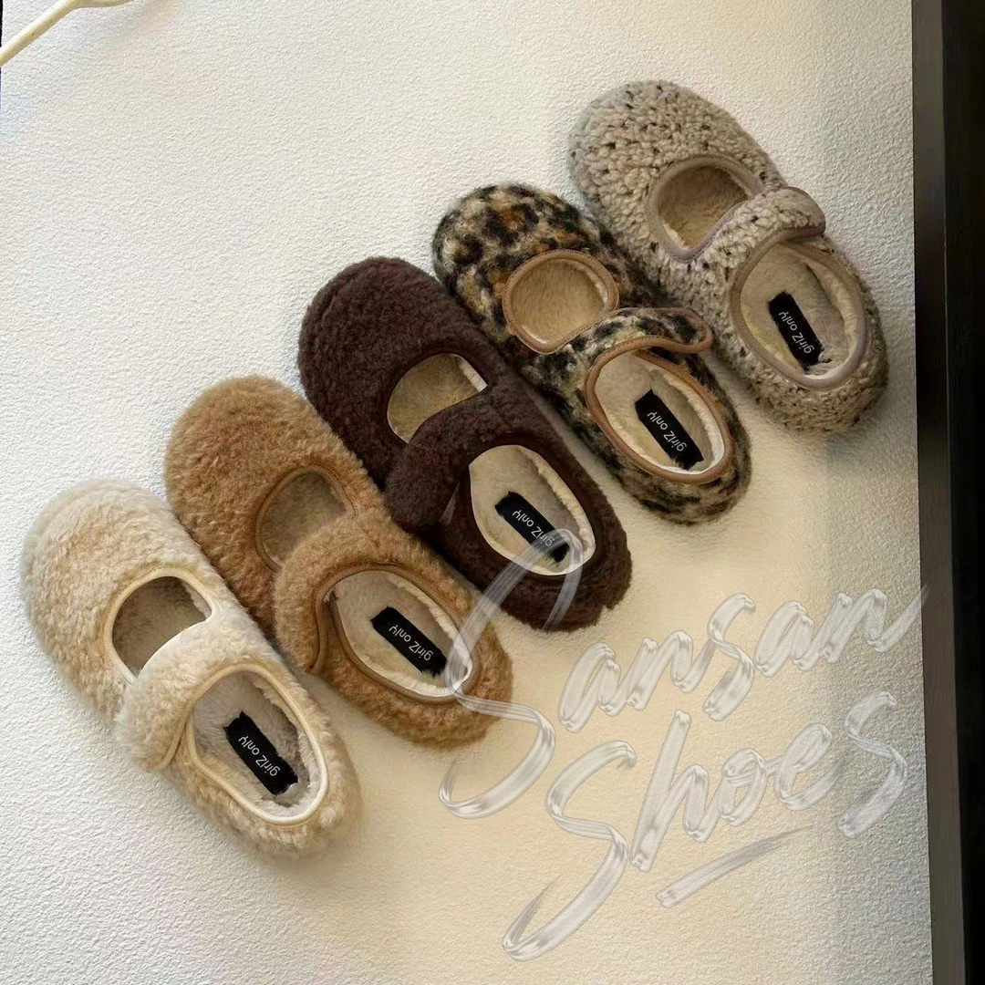 百搭可爱风圆头休闲风韩版玛丽珍棉鞋秋冬外穿魔术贴软底单鞋