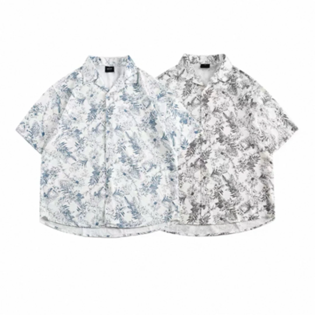 【叁伍】美式度假风满印花卉衬衫短袖 cs24