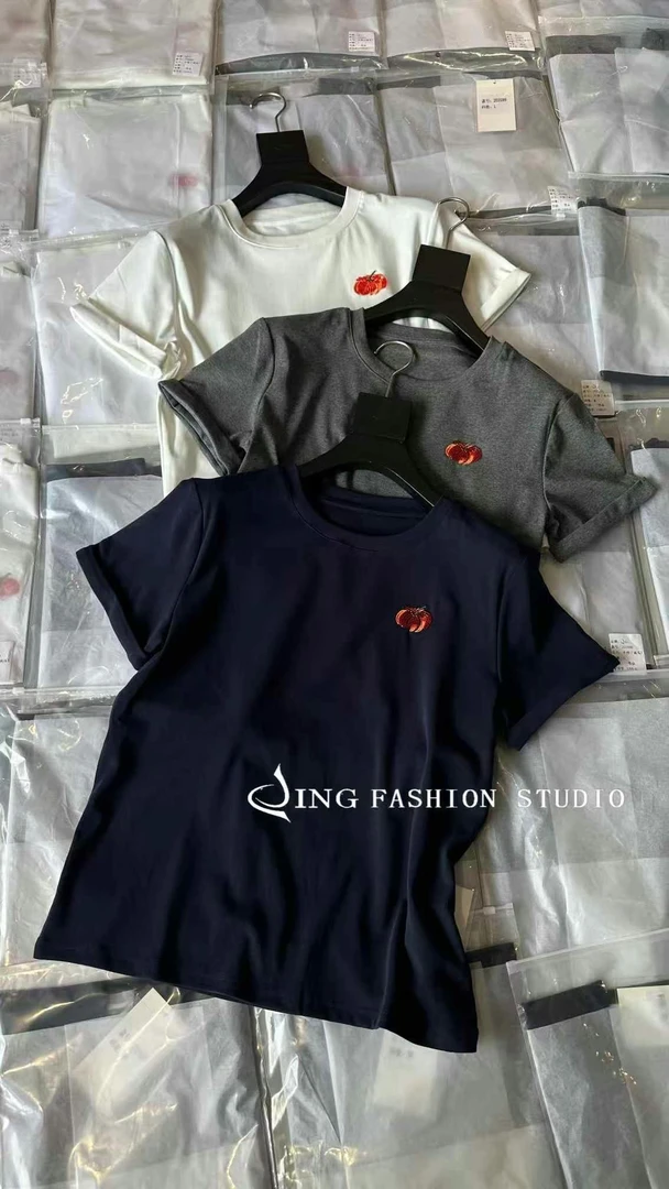 晶jing2025新款圆领短袖百搭宽松南瓜T恤