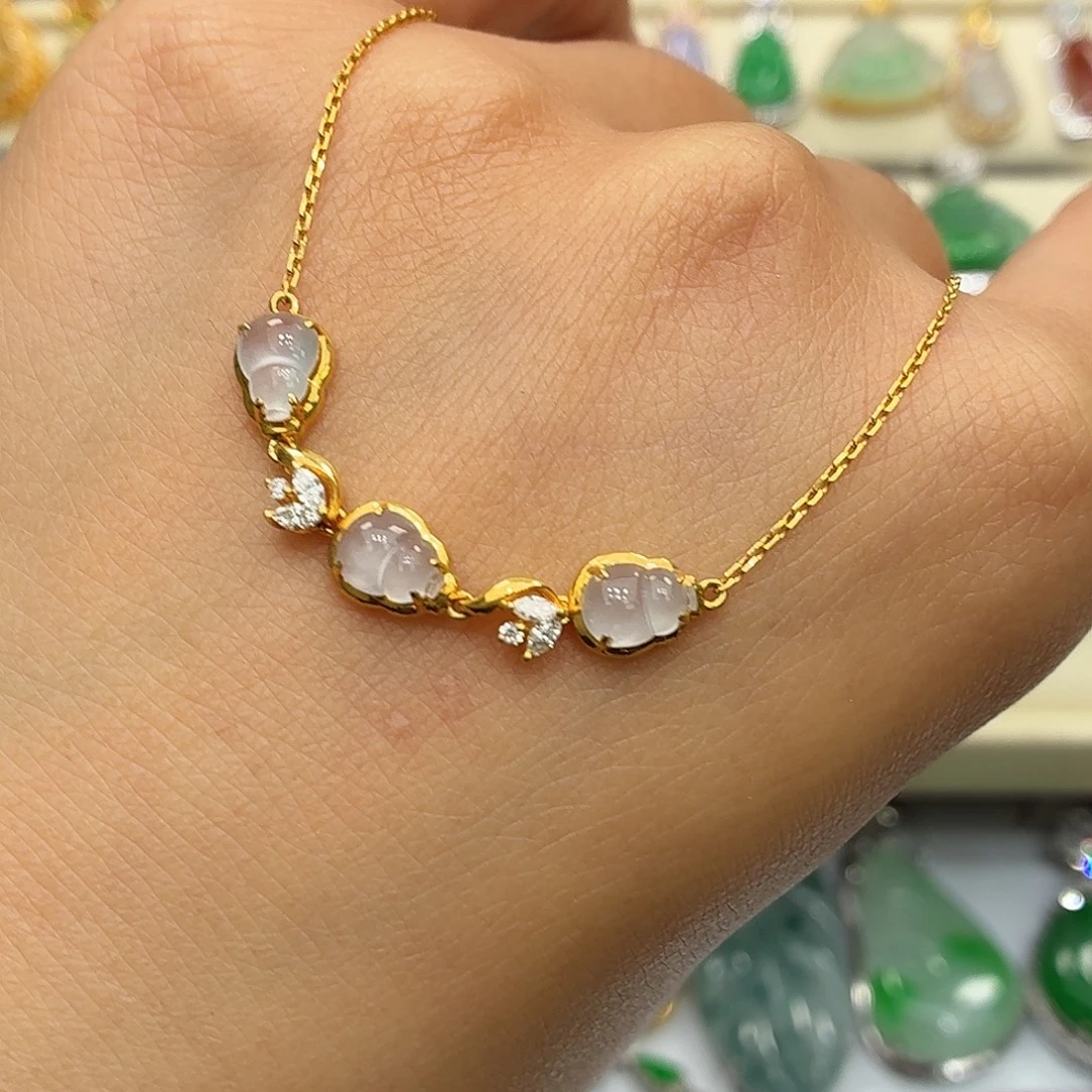 翡翠18K金镶嵌颈饰