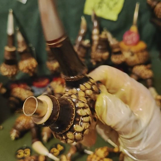 用***4贵州特色竹根烟斗工艺品手把件