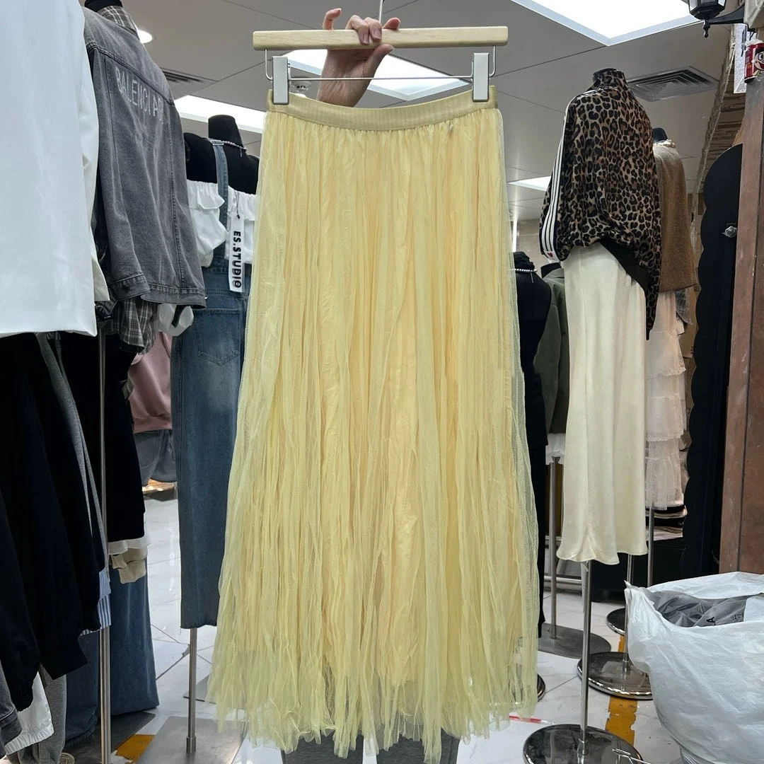 【土豆优选】不规则褶皱网纱半身裙