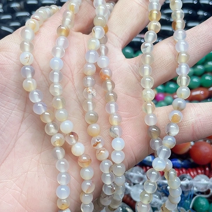 玛瑙/玉髓珠宝半成品未镶嵌一条6mm玛瑙