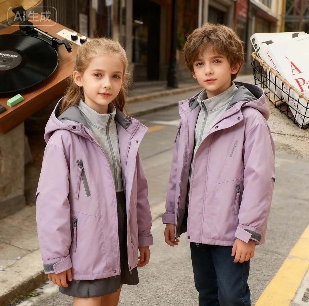 男女童秋冬款加厚棉服新款石墨烯云绒抗静电连帽加厚外套