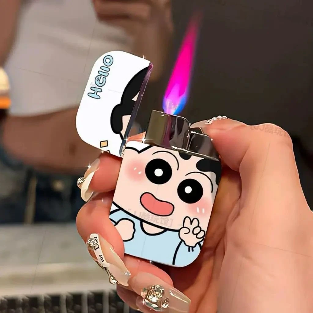 可爱蜡笔小新机粉火防风金属点烟器高颜值女生款送男友礼物潮