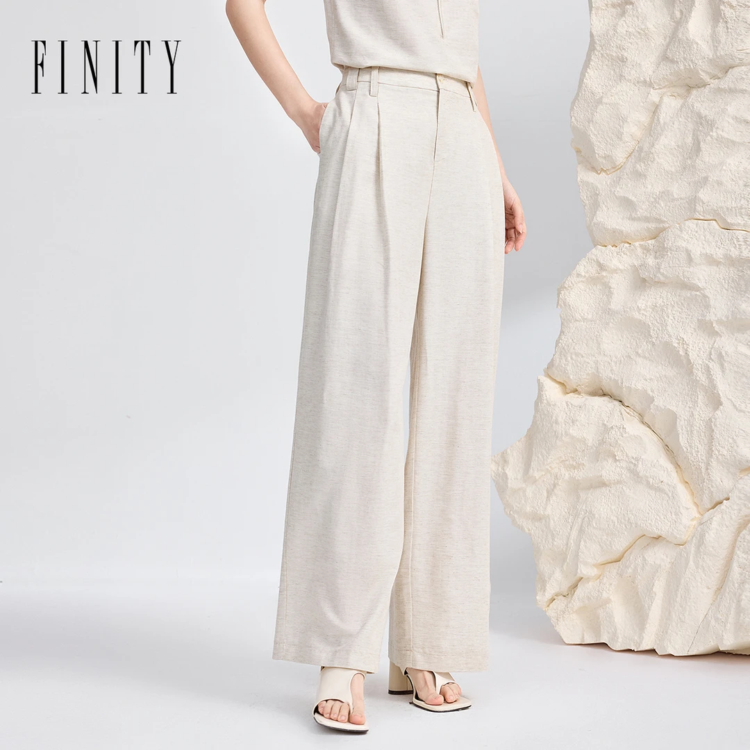 【粉丝专享】FINITY新款休闲裤高腰时尚复古宽松修身 F21Y5B24K5