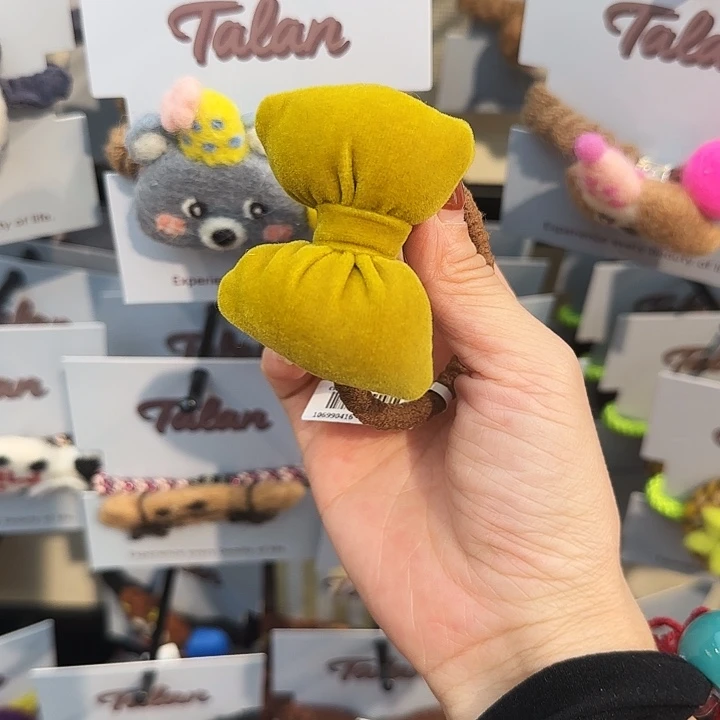 布艺非金属黄色充棉蝴蝶结发绳