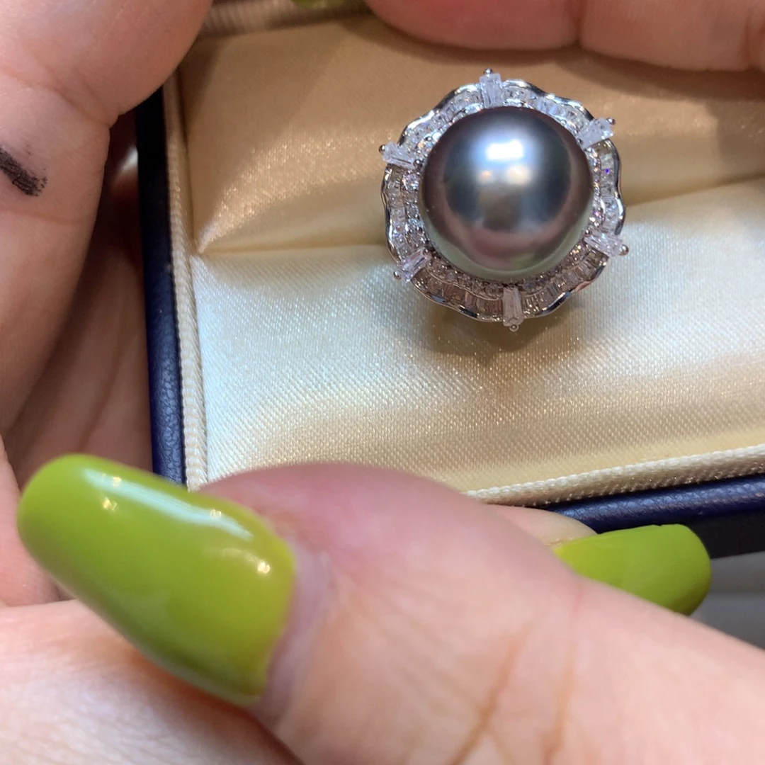 海水珍珠戒指银S925镶嵌