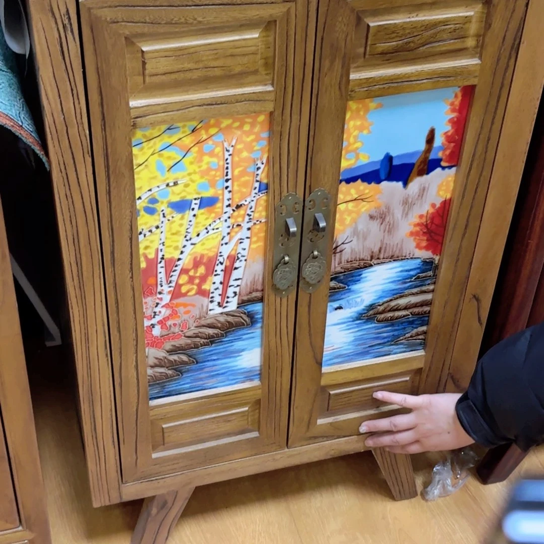 瓷片87.51.35老榆木实木收纳柜