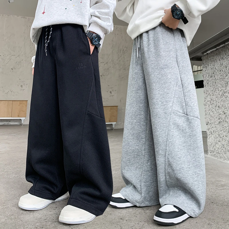 男童运动裤宽松胖孩黑色阔腿长裤儿童中大童长裤休闲裤子春秋新款