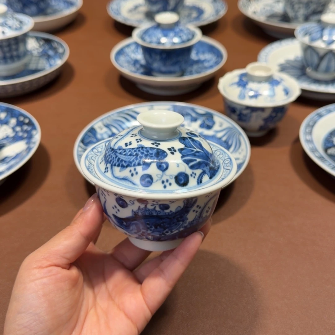 手工手绘茶具盖碗