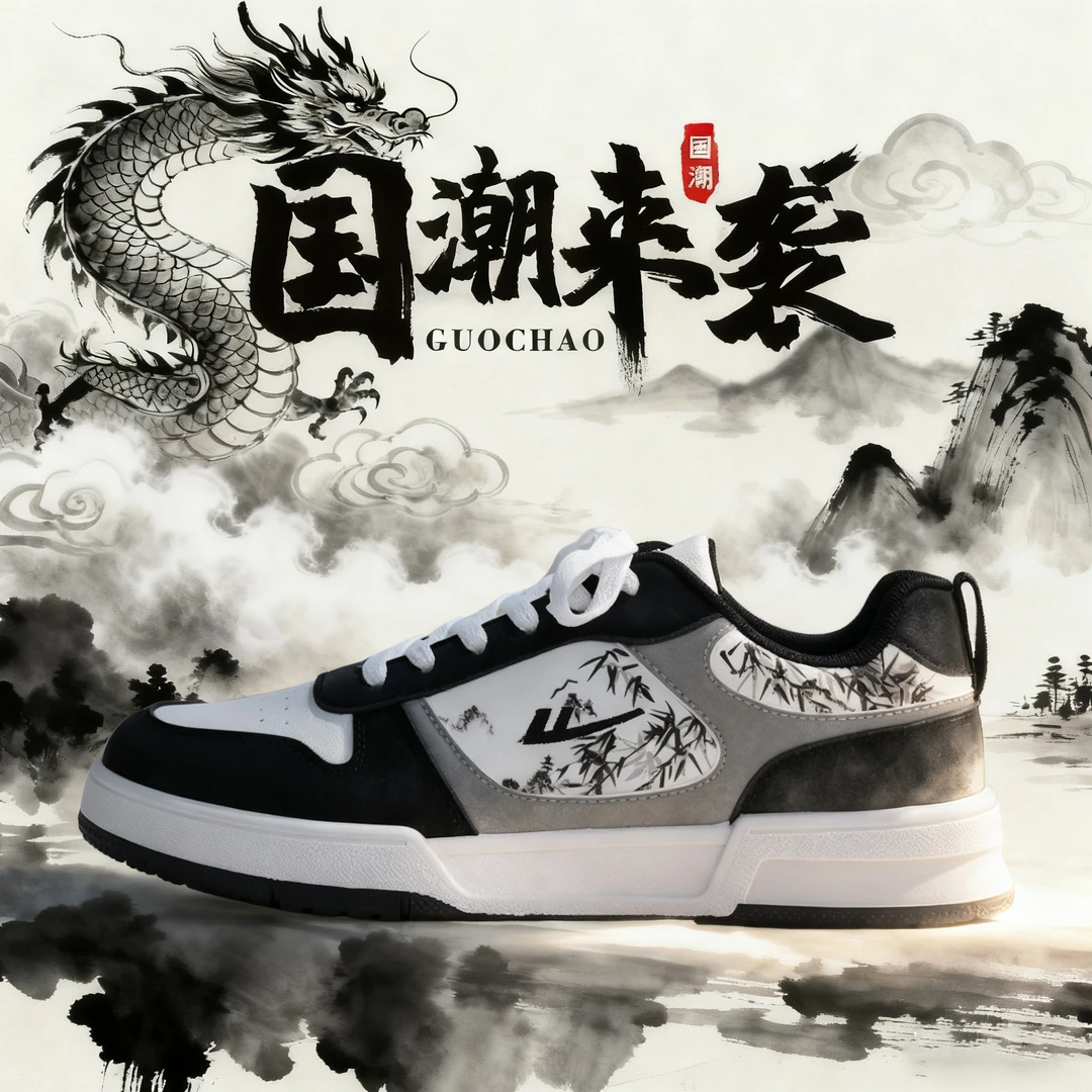回力水墨画板鞋男潮流百搭软底轻便休闲鞋2025新款秋季学生小白鞋