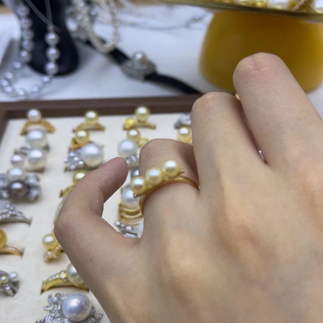 戒指银S925镶嵌海水珍珠