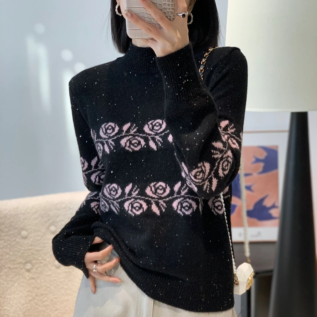 【思思精选】半高领针织衫秋冬宽松加厚打底氛围感好看上衣B249#