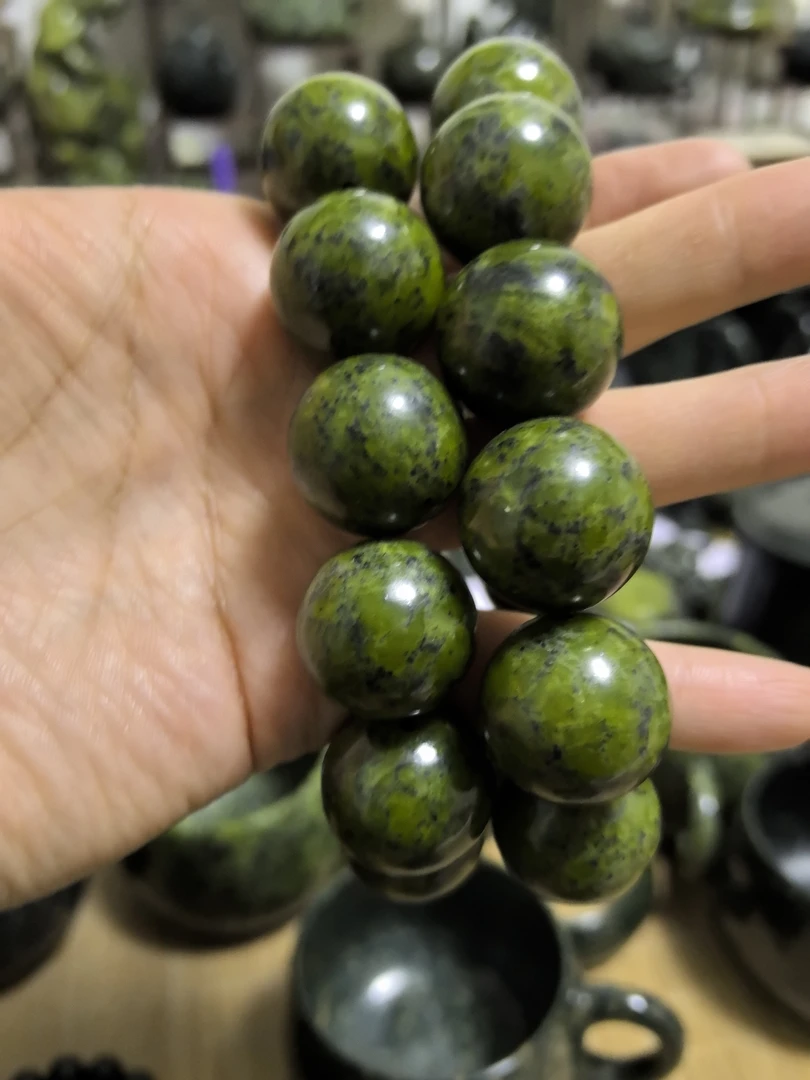 非金属大理石手链 藏玉药王石原石雕刻2.2直径的手串两条