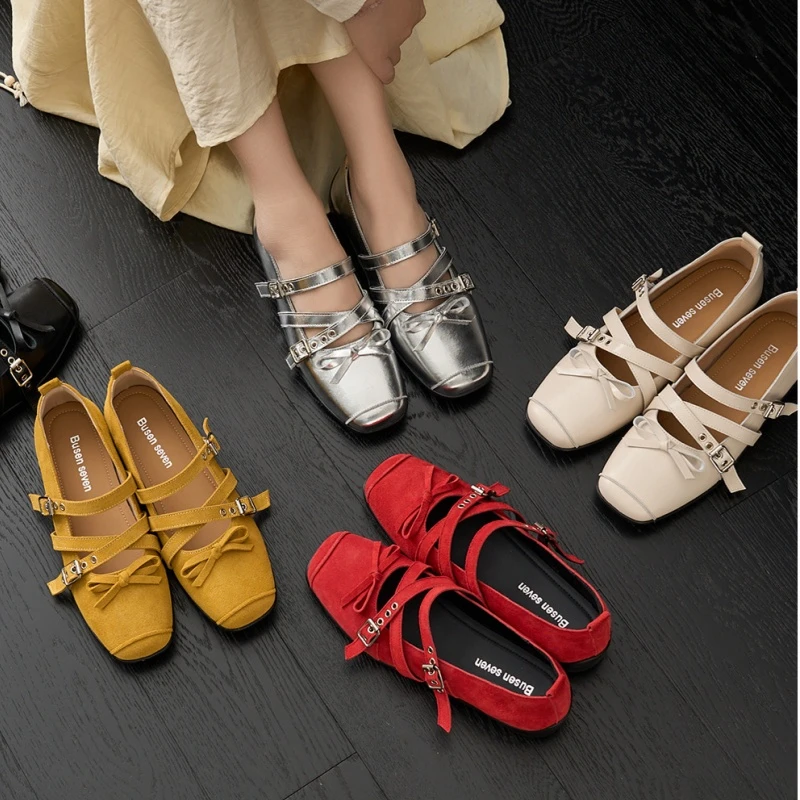 小众设计感蝴蝶结交叉绑带玛丽珍鞋芭蕾温柔仙女风单鞋子夏季新款