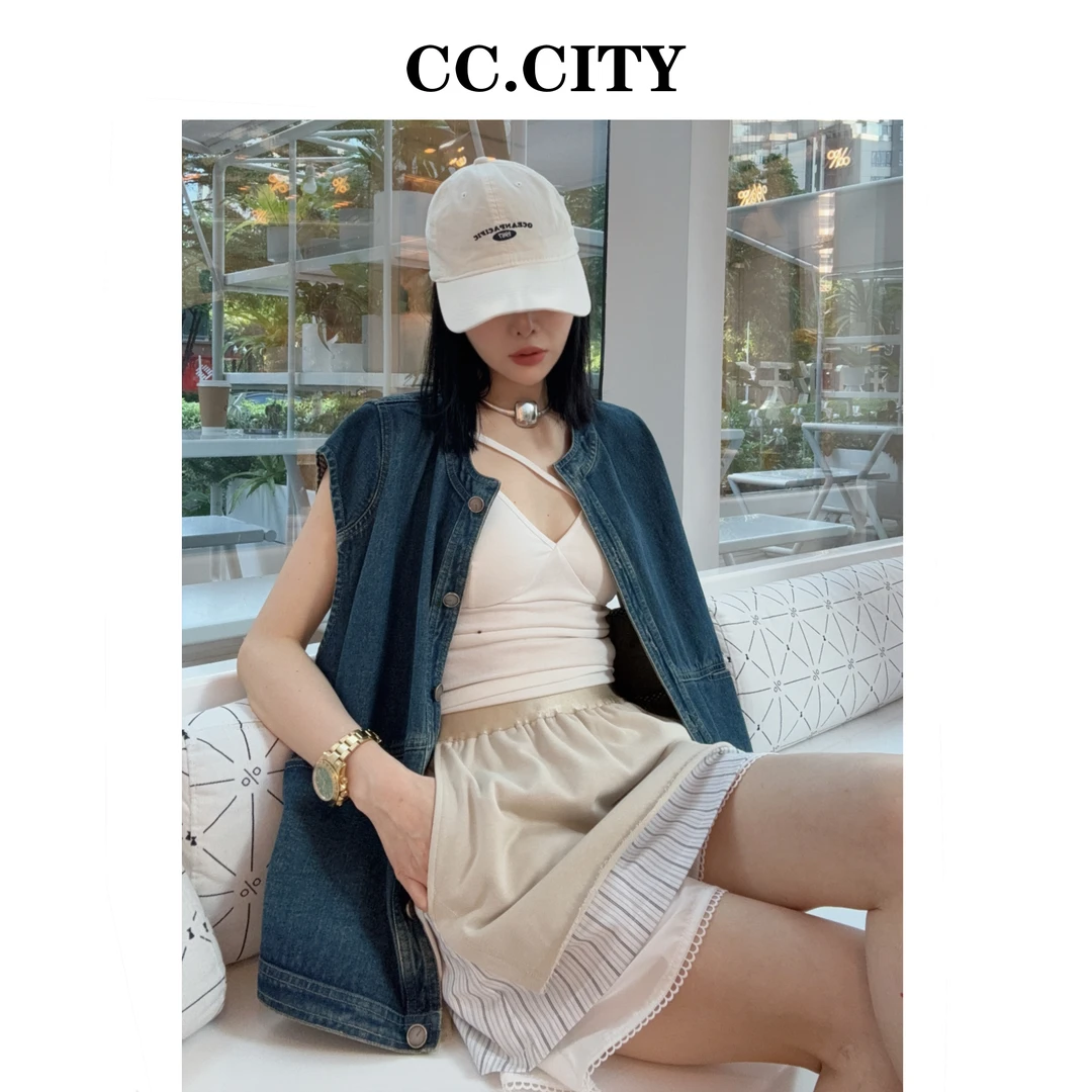 【蔡丽丽 & 添羽 】时尚洋气简约百搭个性复古马甲6x906