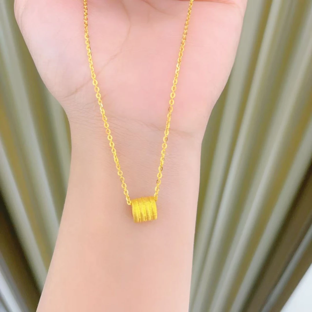 足金999古法拉丝小蛮腰同款黄金套链时尚百搭黄金首饰项链