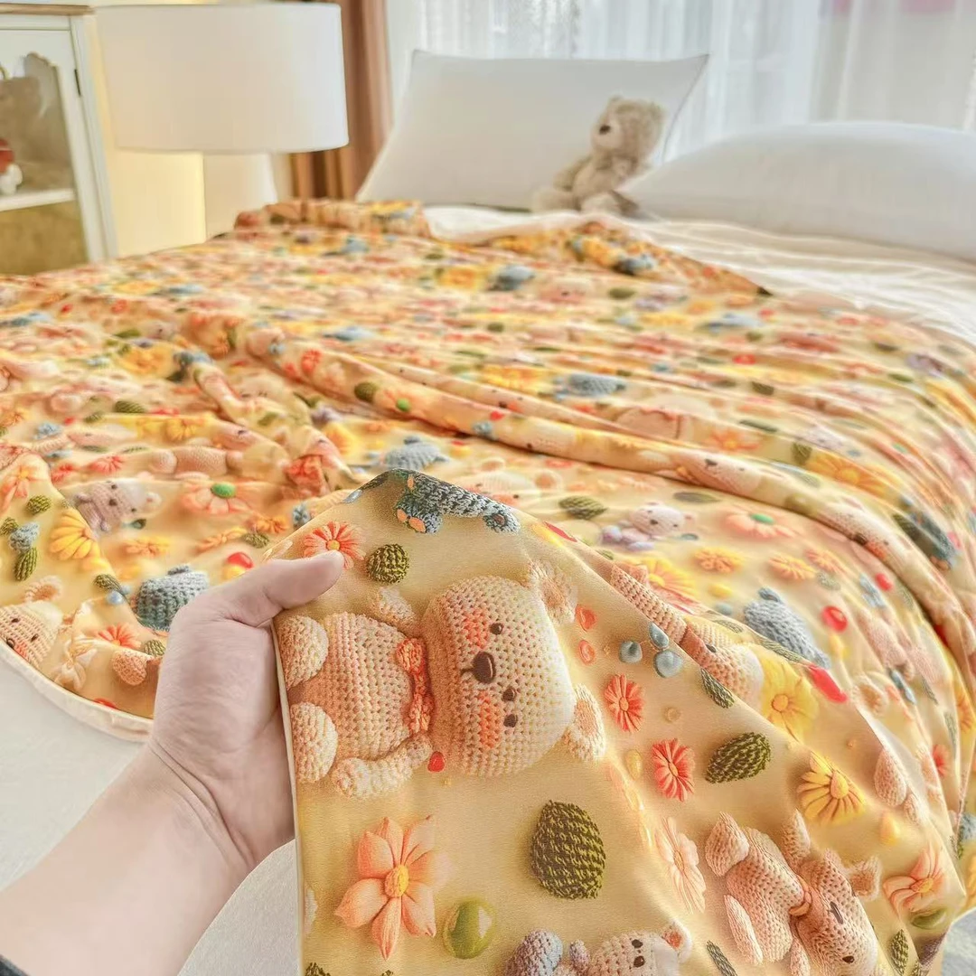 25凉感5D数码浮雕夏被单双人学生宿舍加大空调被夏凉被夏天薄被子