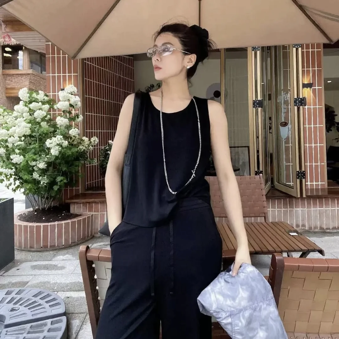 阿玛施AMASS新款休闲减龄垂坠感亲肤凉爽薄款背心5301073薄荷曼波