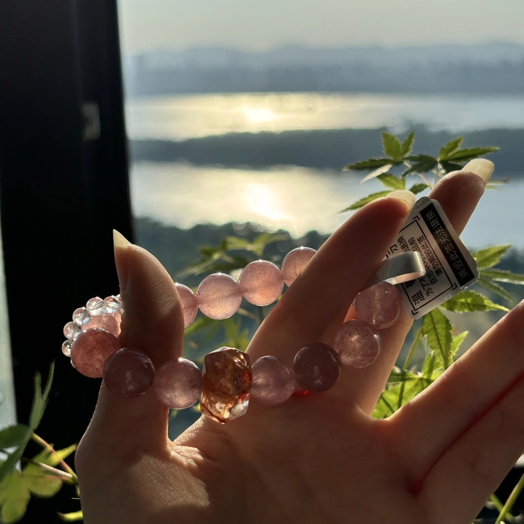 粉色宇宙(粉水晶)水晶手串卡12-咪 手围14