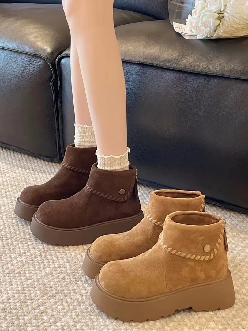 【娜姐家】D771-18#冬季韩版厚底加绒勃肯休闲短靴