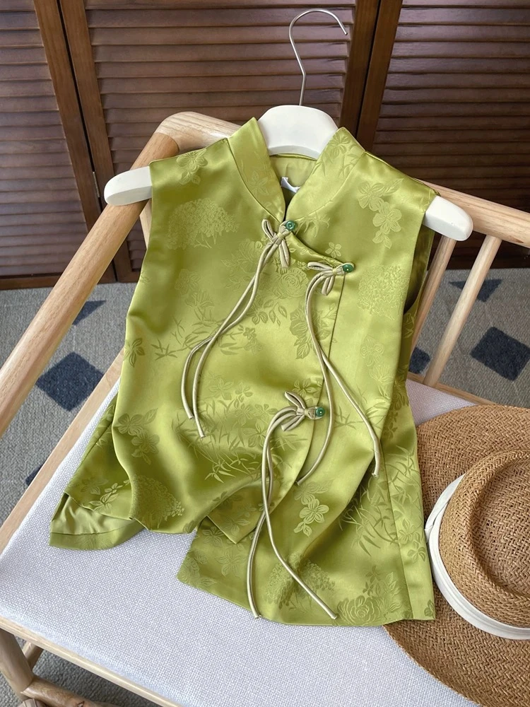 新中式设计感无袖马甲女夏季2025新款复古国风立领显瘦显白上衣