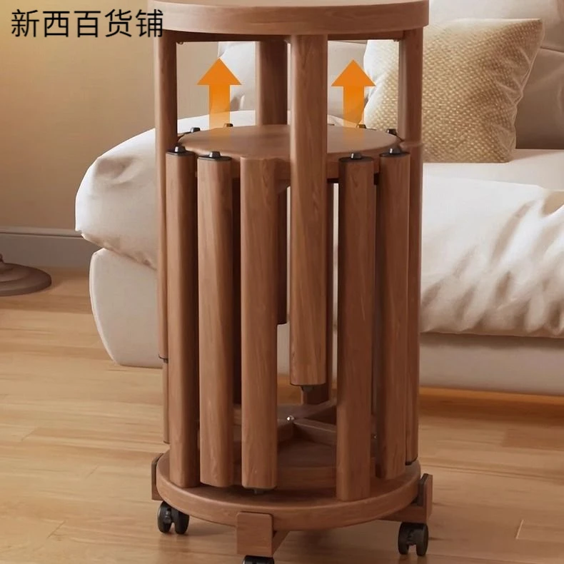 新疆西藏包邮四合一叠叠凳多功能万向轮圆凳可叠放实木凳子茶几家