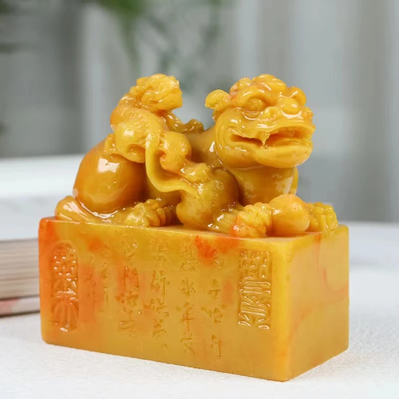 手工母子貔貅高端印章摆件