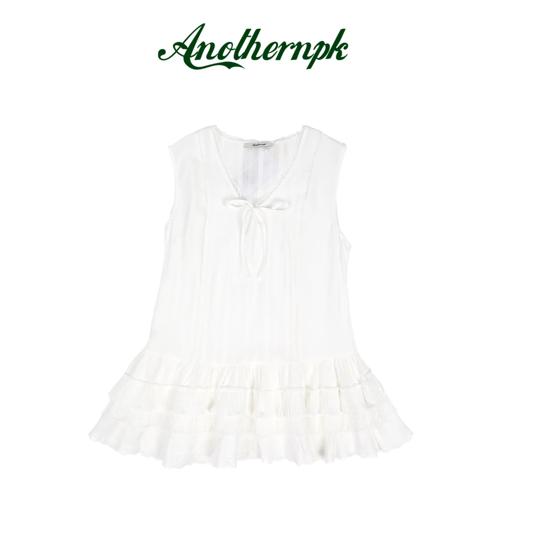 ANPK纯欲甜美工字背心修身型吊带花边背心背心气质白色A5F01C5252