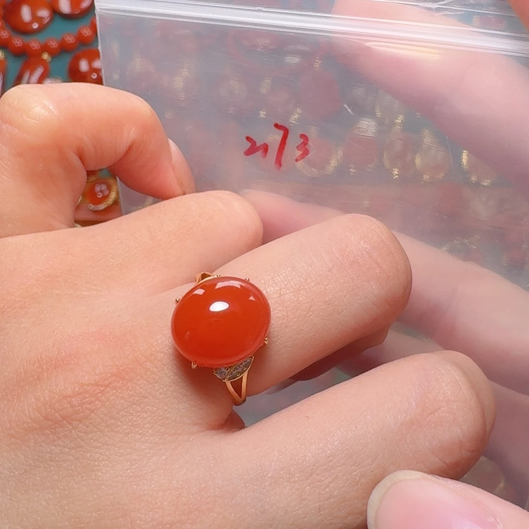 南红玛瑙银S925镶嵌戒指