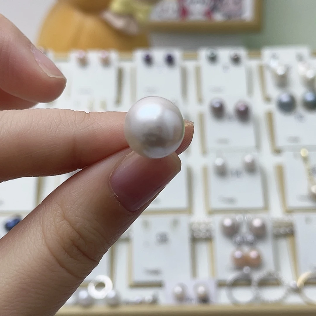 木***默淡水珍珠耳饰银S925镶嵌