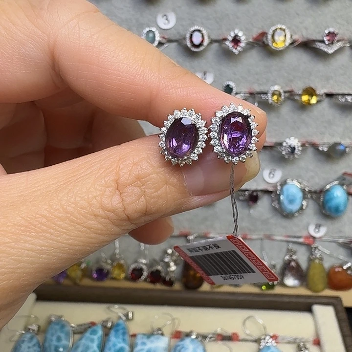 耳饰银S925镶嵌水晶