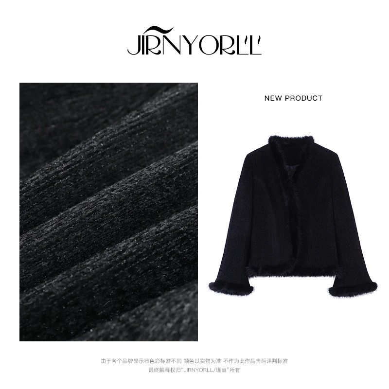 花菜微胖定制~【黑桃茉莉】秋冬新款时尚气质韩版夹棉厚款短外套