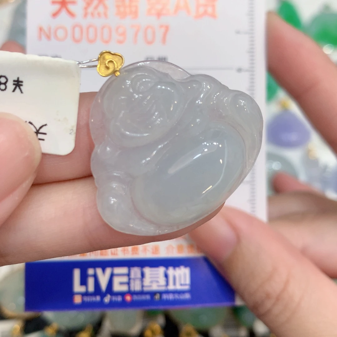 翡翠18K金镶嵌颈饰佛公