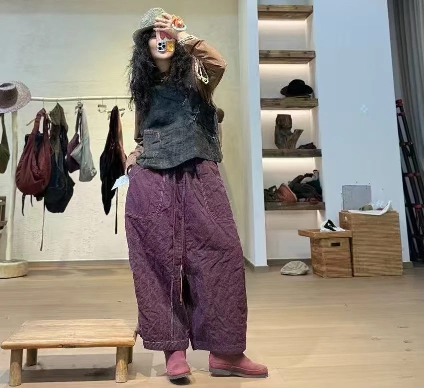 小慧麻衣～色织工艺亚麻交织多手工裤子