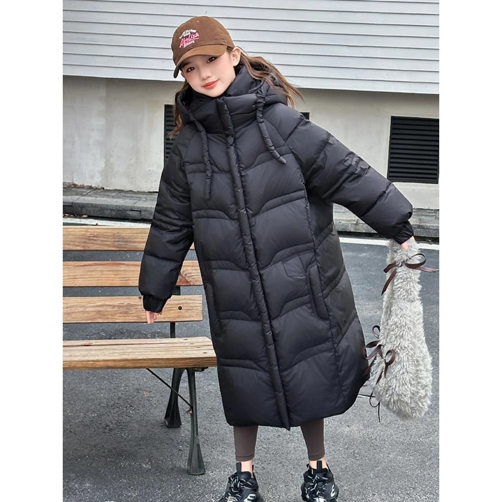 女童长款白鸭绒羽绒服2025冬季新款儿童加厚保暖外套女孩冬装洋气
