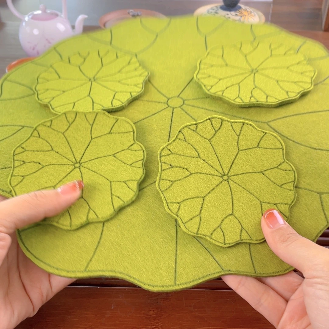 毛毡茶席加杯垫5件套