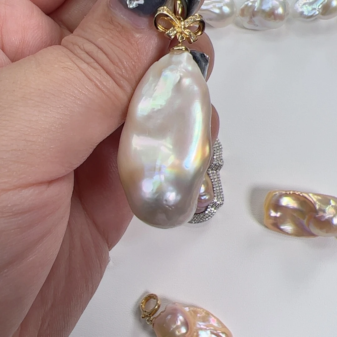 银S925镶嵌吊坠(不含链)淡水珍珠