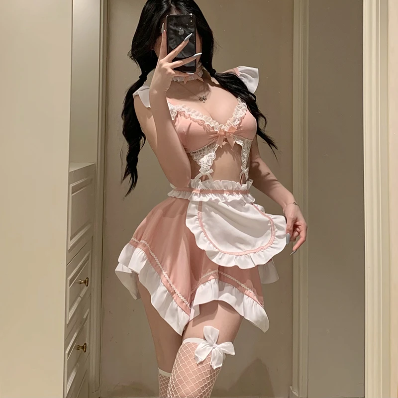 ceotgaai日系见外包装性感镂空女显瘦睡裙家居服薄款通用女装