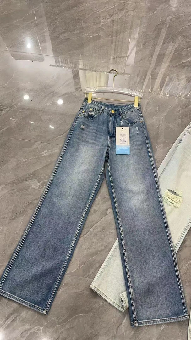 邹先森658-28夏季新款超柔软莱赛尔面料阔腿牛仔裤显瘦