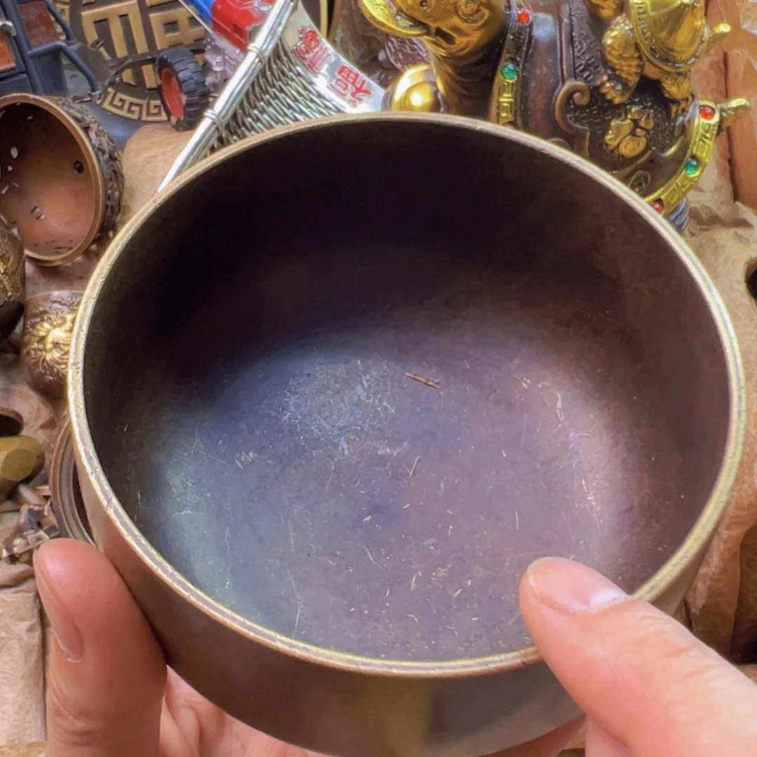 原矿风磨铜紫金钵盂