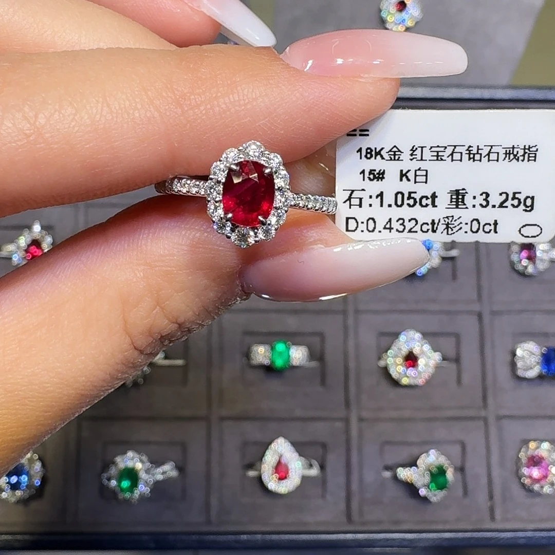 戒指红宝石18K金镶嵌1.05