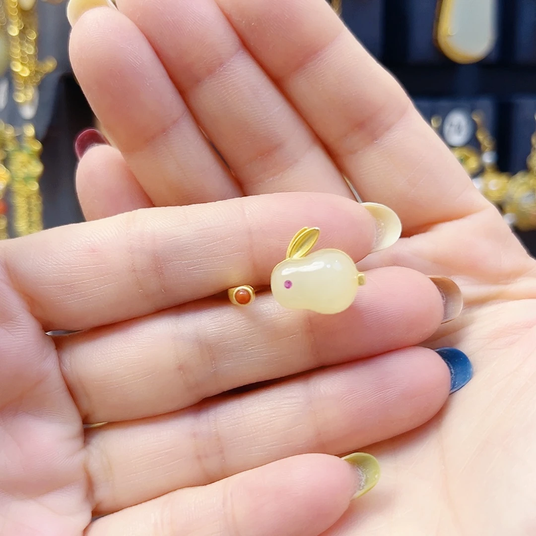 和田玉银S925镀金镶嵌戒指